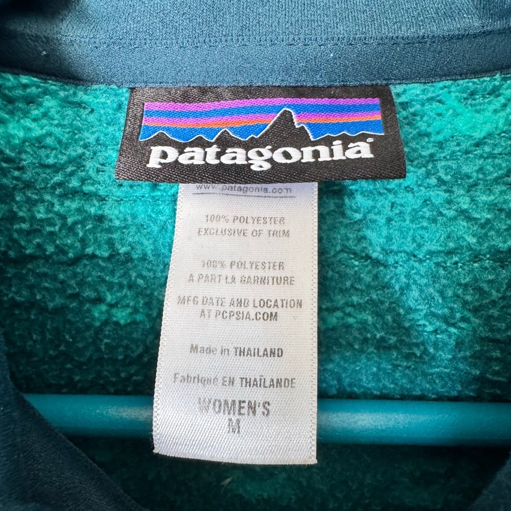 Women’s Patagonia Better Sweater Icelandic Hoodie Teal Green Size Medium - Picture 7 of 9
